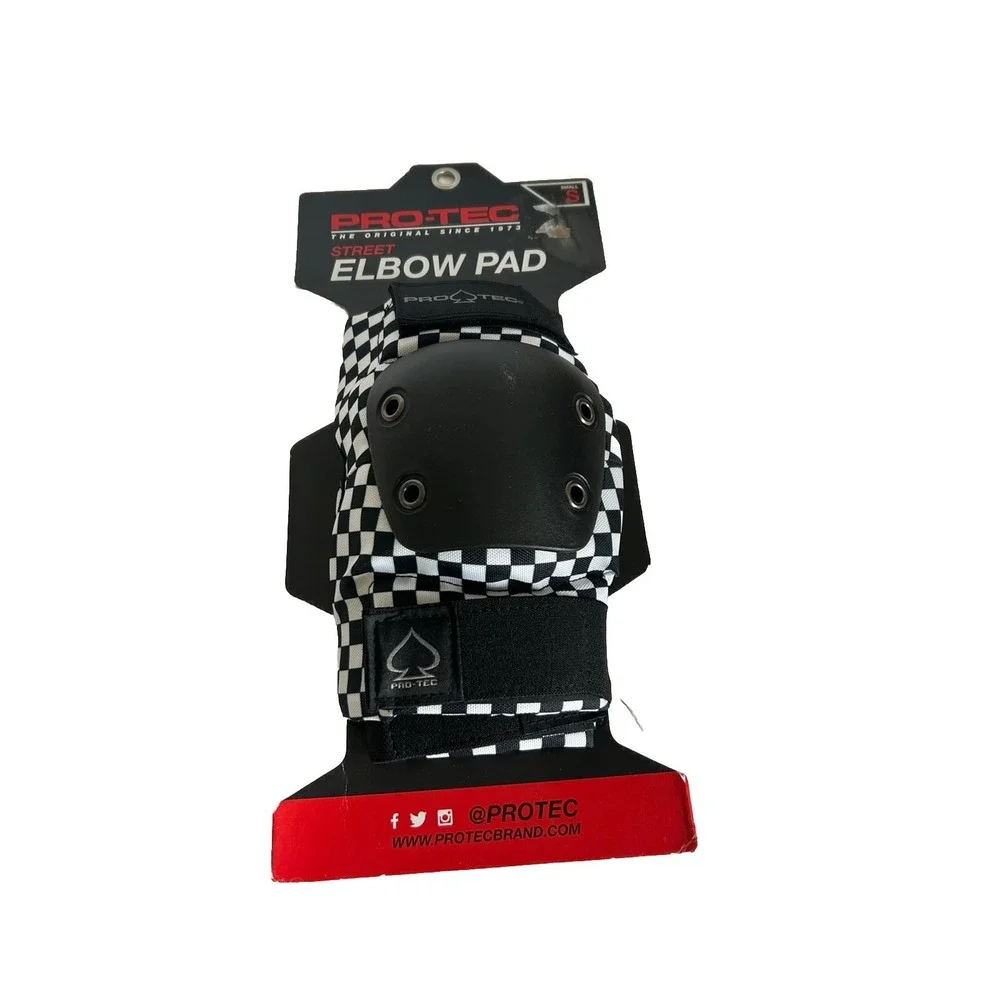 Pro-Tec Elbow Pads Size Small Black White Checkered Skateboard Bike Protec